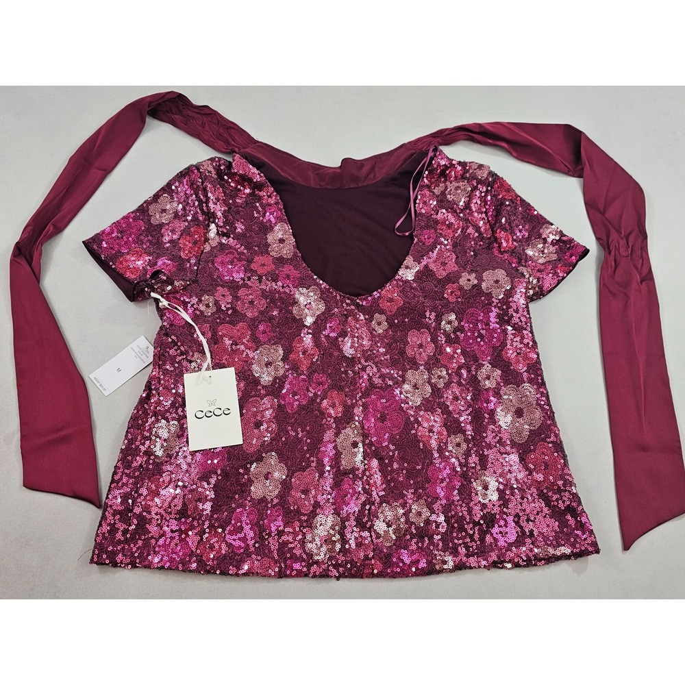CECE top shirt blouse womens M Medium red C422378AK rhon rhododendron 500 $89